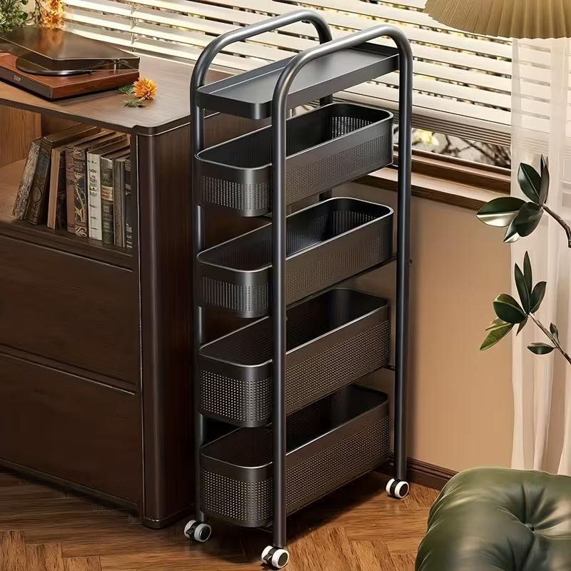 1pc Multi-Layer Rolling Storage Cart | Metal Utility Cart with Wheels